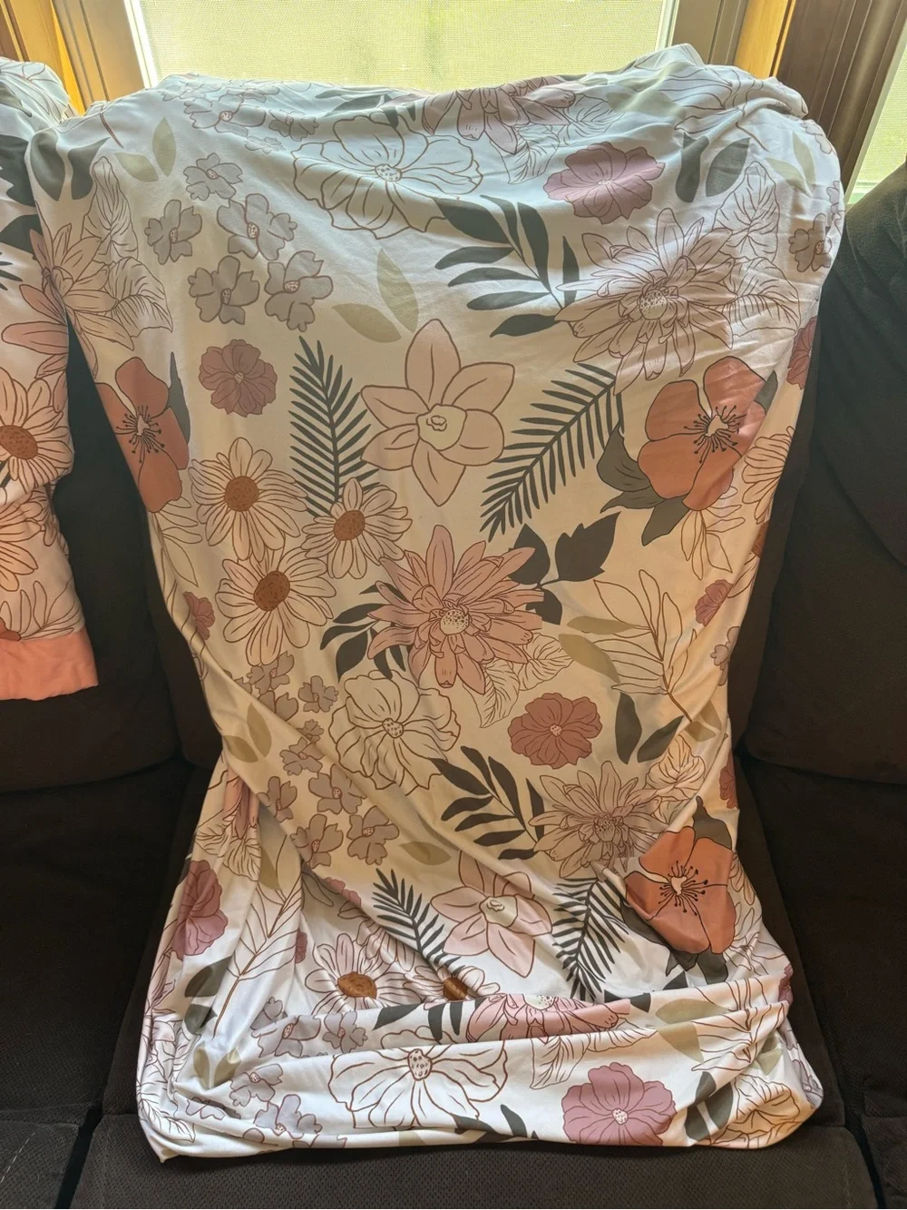 Floral, Boho Cotton Crib Bedding Set with Pink Border - Baby/Toddler/Girl